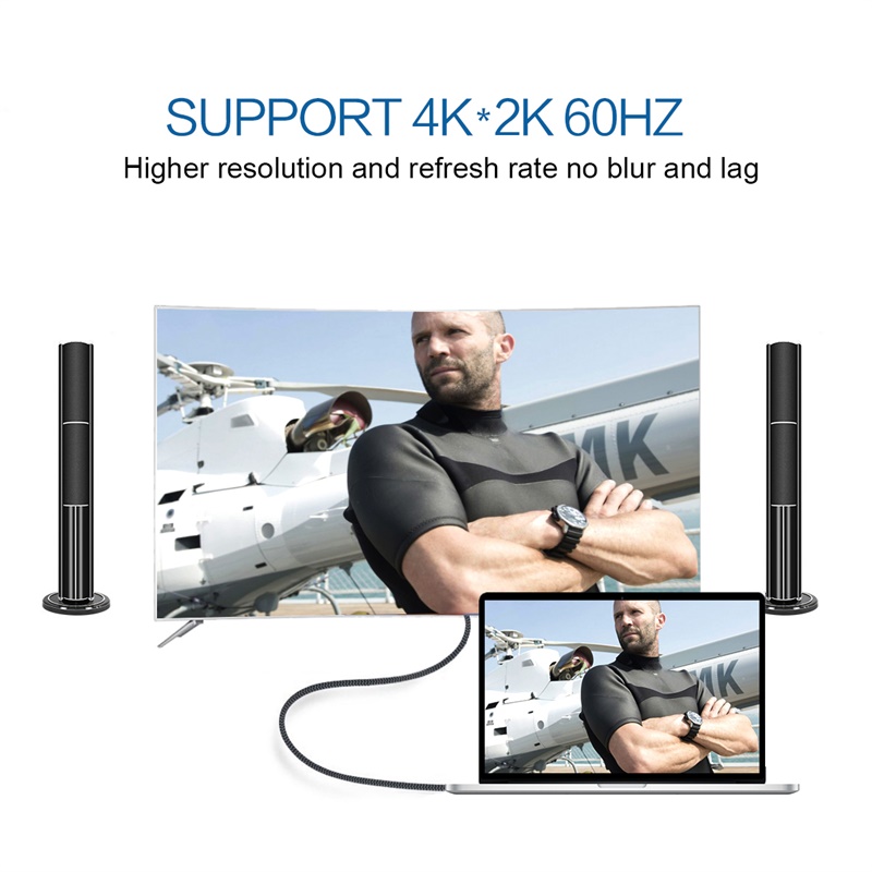 QGEEM QG-UA13 USB-C to DP Adapter Cable 4K*2K@60HZ Power Cord For iMac 2017 Macbook HDTV Projector