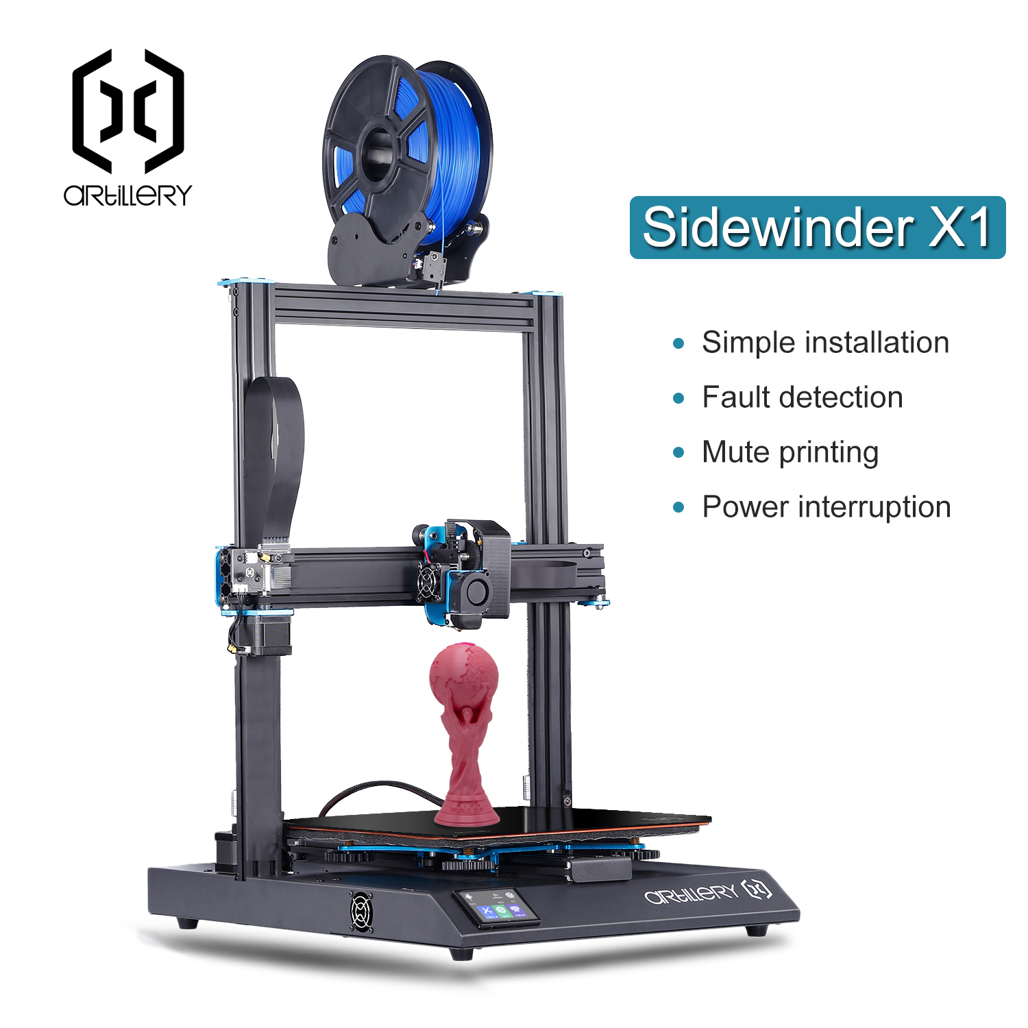 Artillery(Evnovo)® Sidewinder X1 3D Printer Kit with 300*300*400mm Large Print Size Support Resume Printing&Filament Runout Detection With Dual Z 9