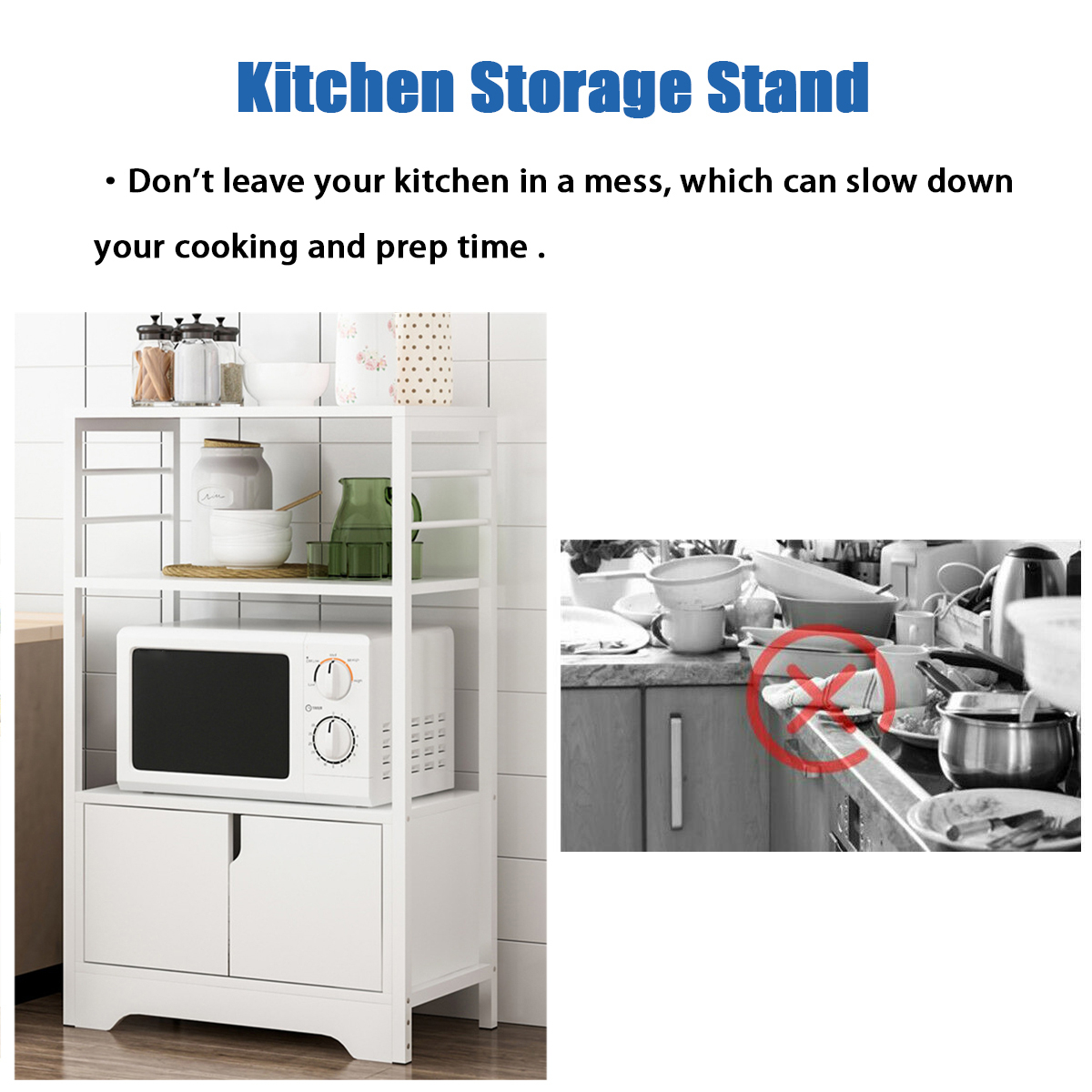 2/3 Tiers Microwave Oven Rack Kitchen Storage Shelf Space Saving Cupboard Rack Storage Cabinet