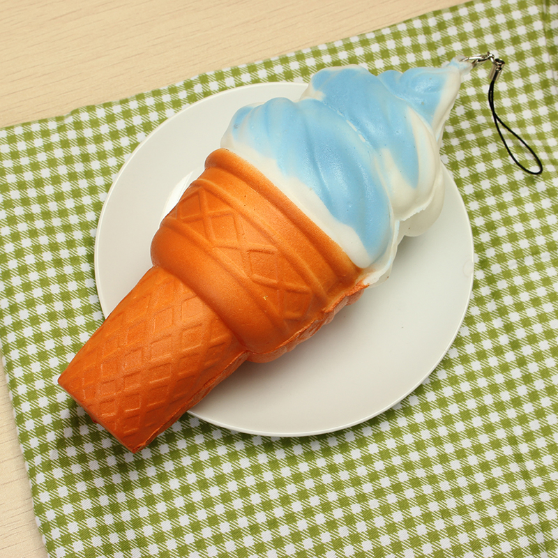 Squishy Jumbo Ice Cream Cone 17cm Slow Rising Soft Collection Decor Gift Phone Bag Strap