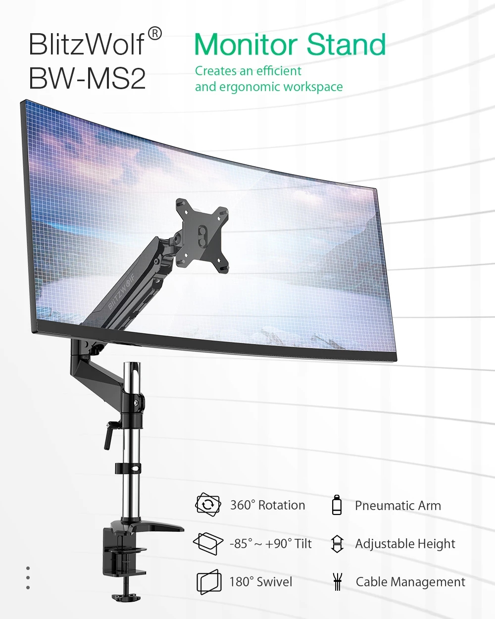 [2Pcs] BlitzWolf® BW-MS2 Monitor Stand Arm 32