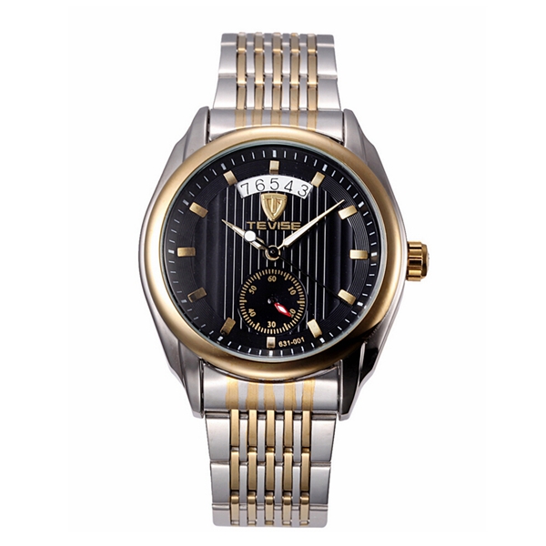 

TEVISE Mechanical Watch Fashion Business Men Wrist Watch Date Display Vertical Stripes Dial Watch