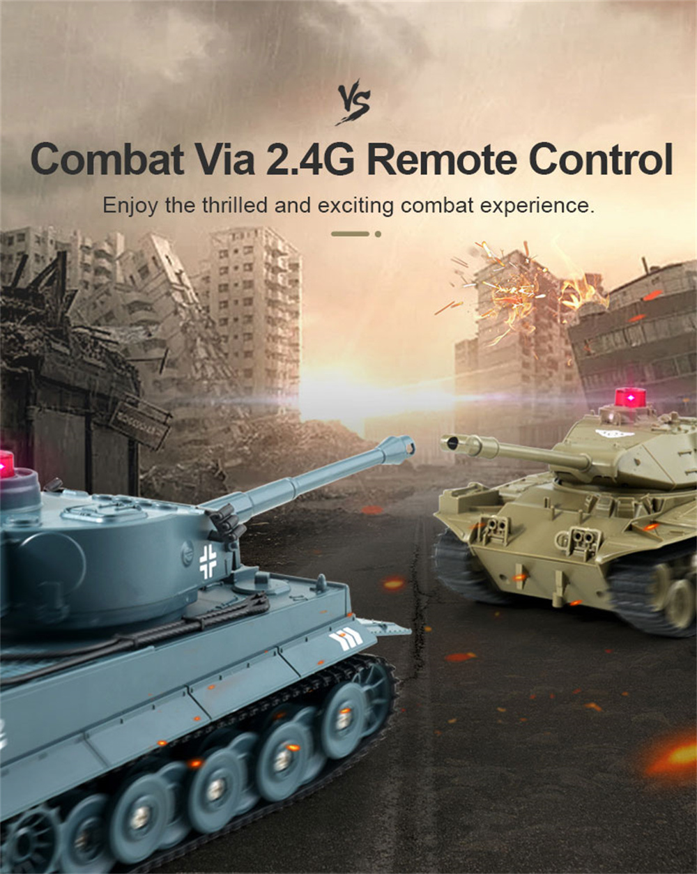 JJRC Q85 RTR 2.4G 4CH RC Battle Tank Programmable Vehicles w/ Sound  360° Rotation Military Models Kids Children Toys