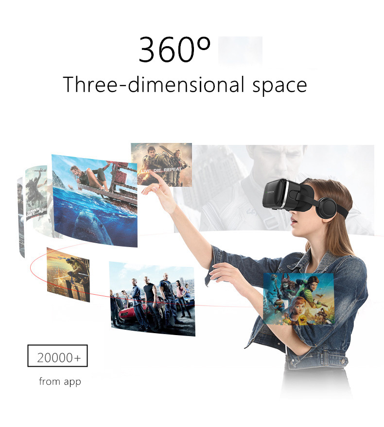 VR Shinecon 6.0 360 Degree Stereo 3D Virtual Reality Glasses Box Headset for 4.7-6.0 inch Smartphone