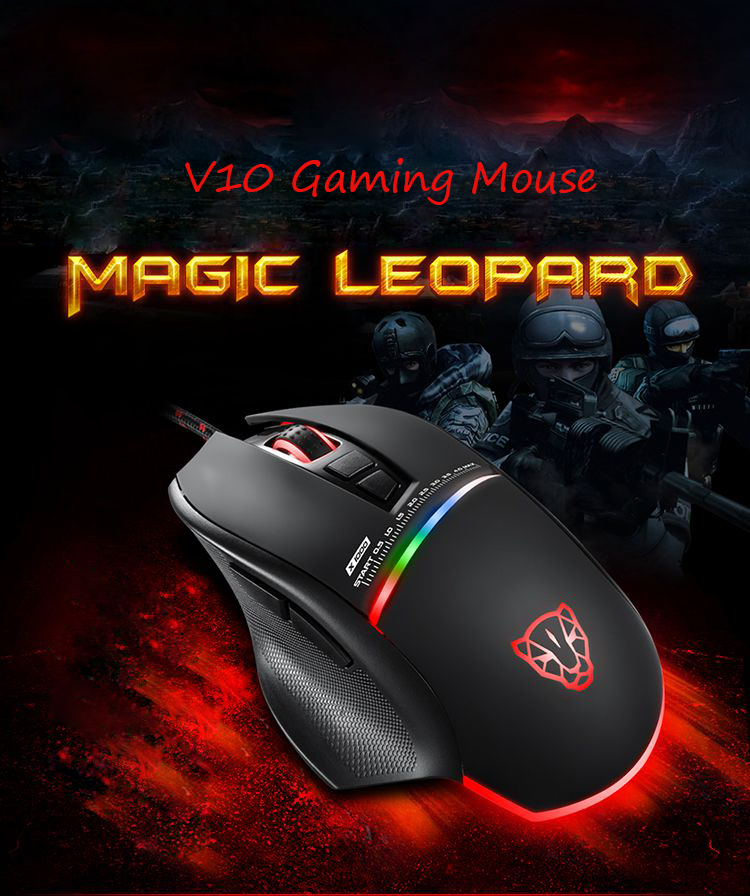 Motospeed V10 4000DPI Matte Surface USB Wired LED Backlit Optical Gaming Mouse