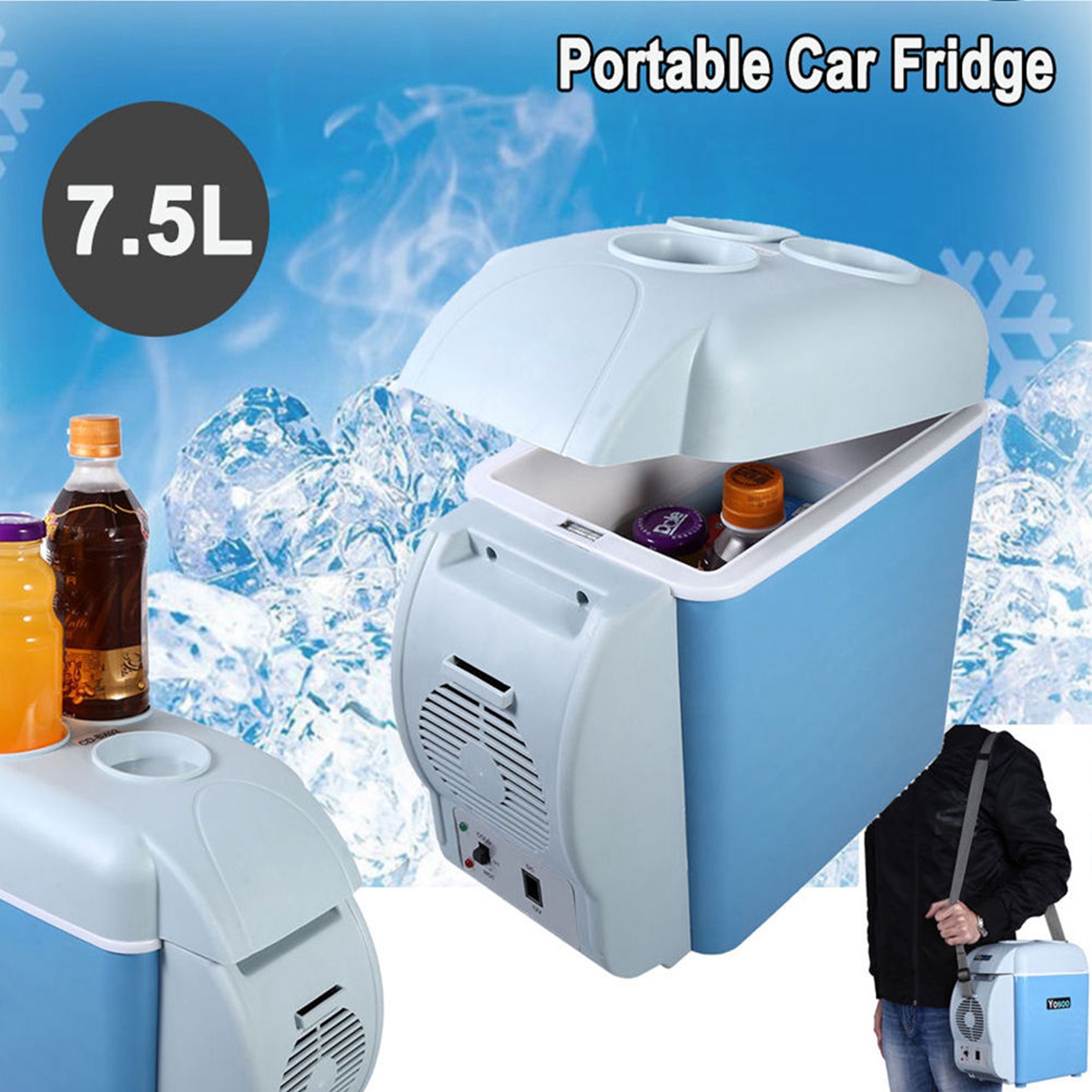 Portable Mini Car Fridge Freezer Cooler / Warmer 12V Portable Fridge Refrigerator 7.5L 16