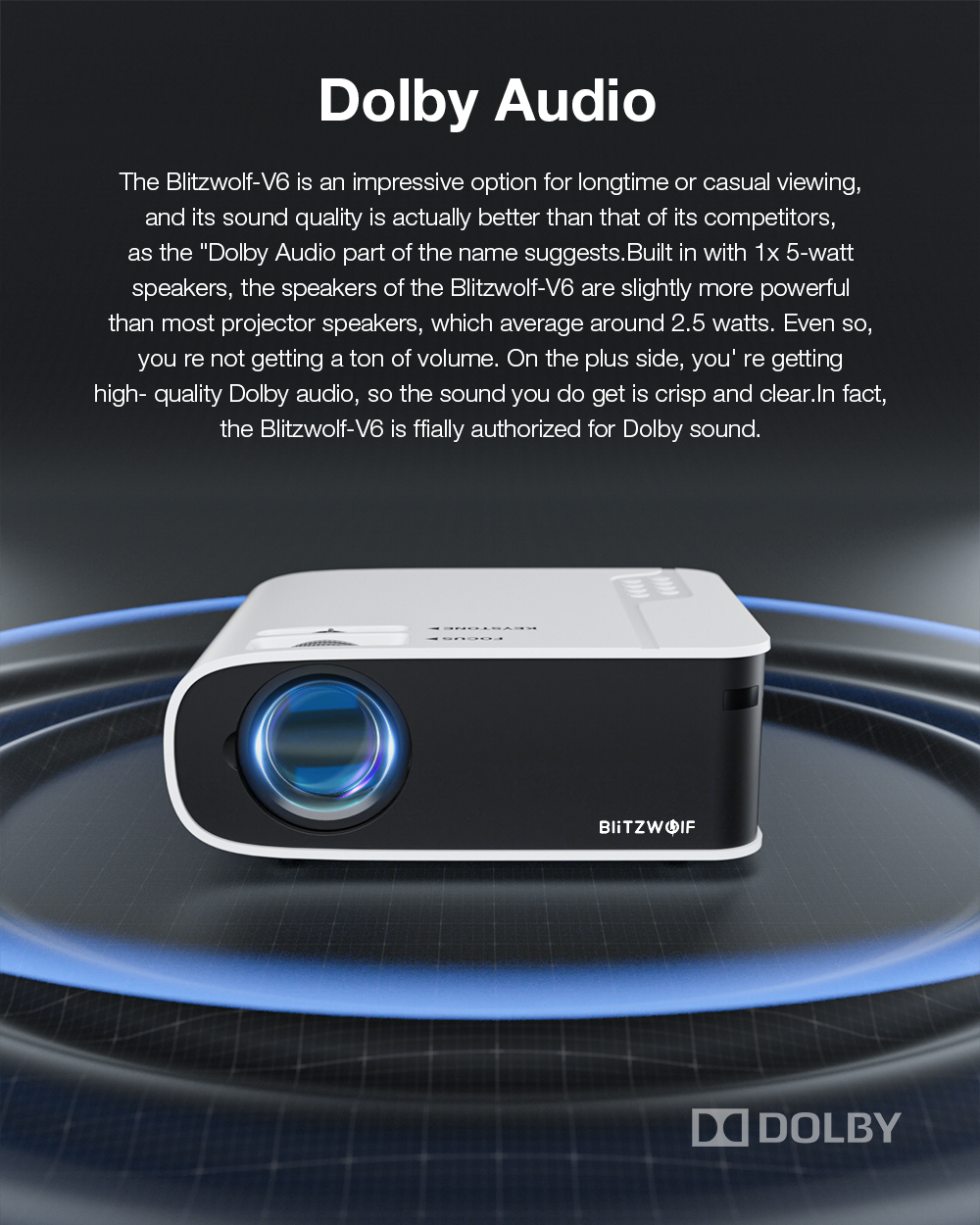 [Netflix Certified] BlitzWolf® BW-V6 Projector 1080P Physical Widevine DRM L1 Certified Linux OS 450ANSI Lumens Dual WIFI Bluetooth 5.0 Home Theater