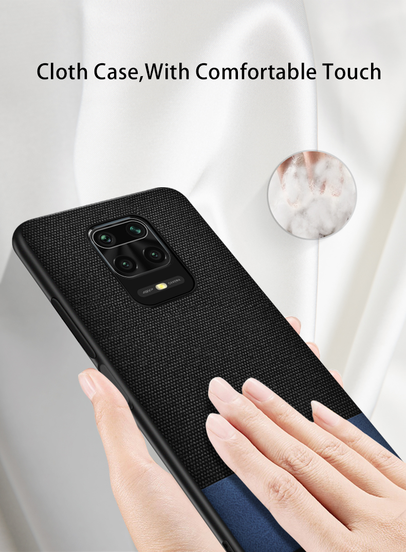 Bakeey Luxury Fabric Splice Soft Silicone Edge Shockproof Protective Case for Xiaomi Redmi Note 9 / Redmi 10X 4G Non-original