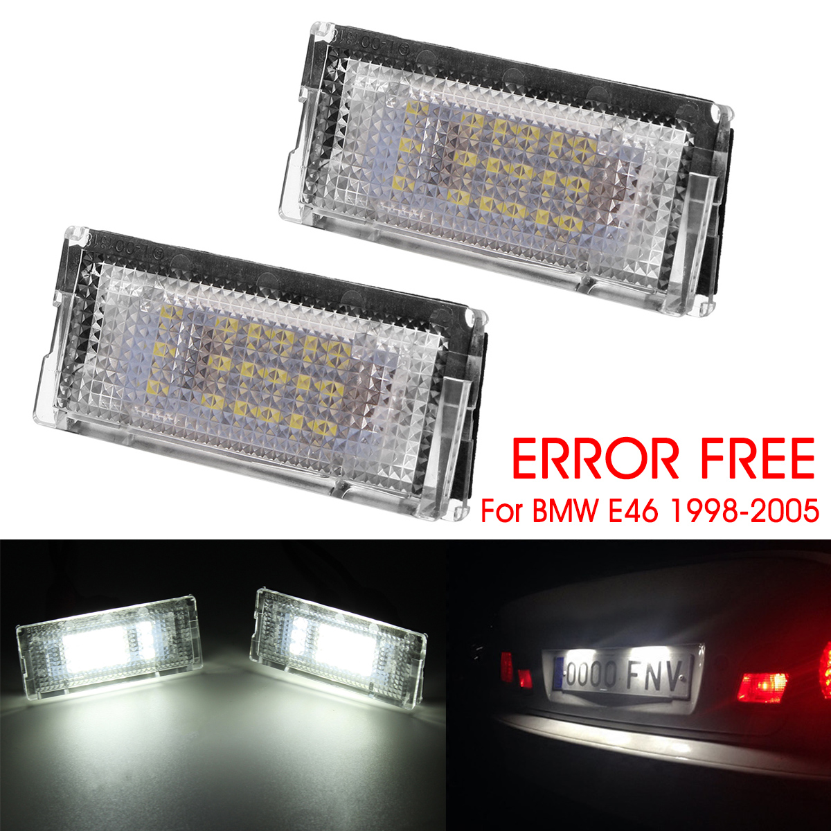BMW 3 SERIES E46 1998-2007 18SMD LED LICENSE PLATE LIGHTS LAMP CANBUS ERROR FREE