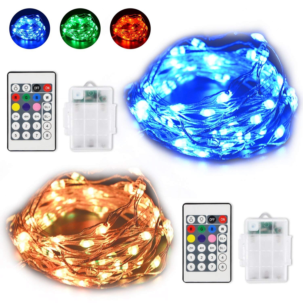 

5M 50LED Battery Powered Silver Wire 8 Modes Timer Function Holiday String Light with Remote Control
