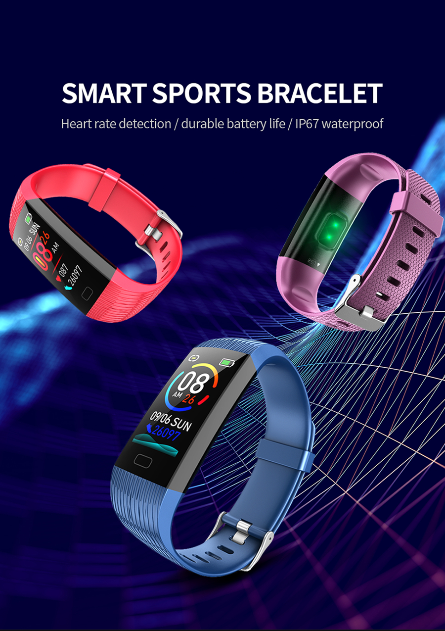 Goral Z6 1.14' Big Screen Real-time Heart Rate Detection Social Message Display 15Days Battery Life Smart Watch Band
