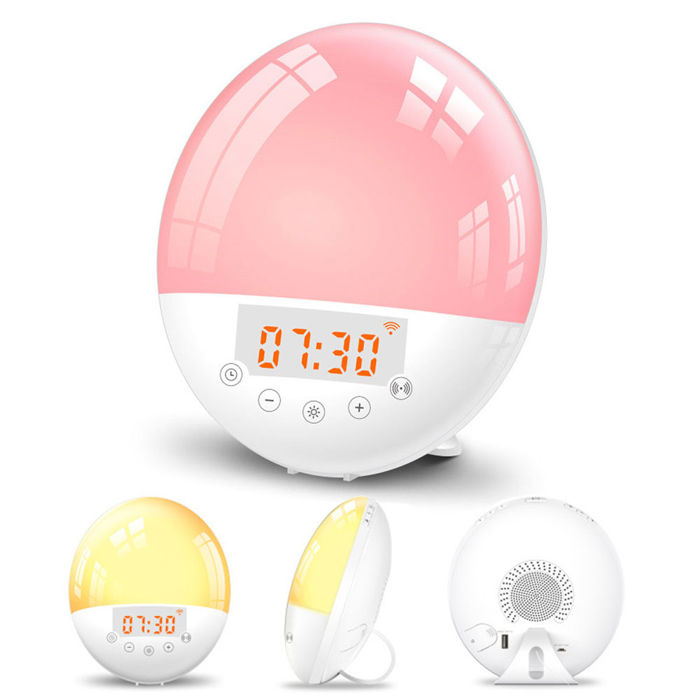 WIFI Sunrise Alarm Relógio Luz Rádio FM Smart Wake Up LED Luz do nascer do sol Tuya APP Control Trabalhe com Alexa / Google 7 Cores Sunrise Simulation
