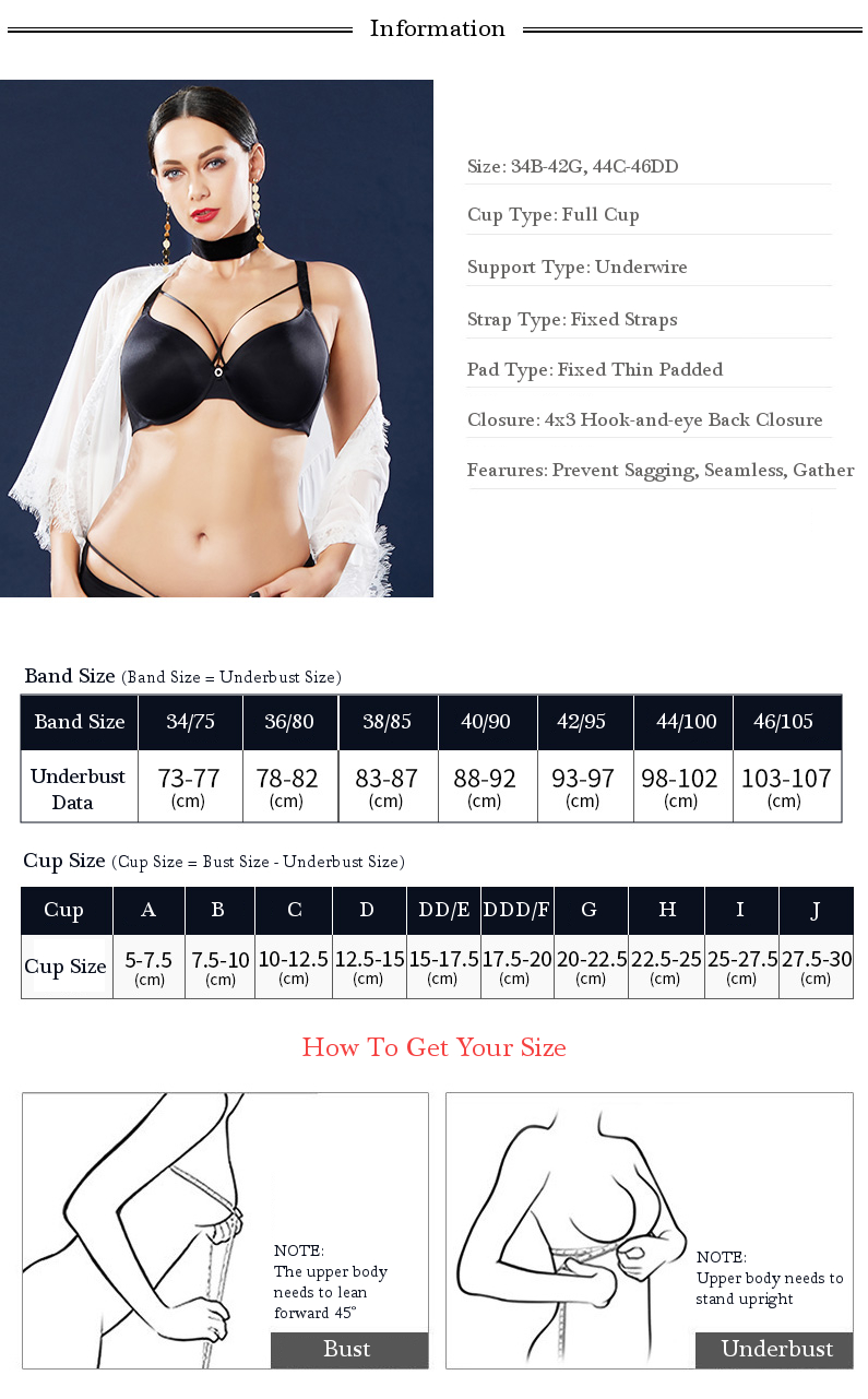 B-G Cup Plus Size Strappy Gather Seamless Thin Bras – Reliable Store