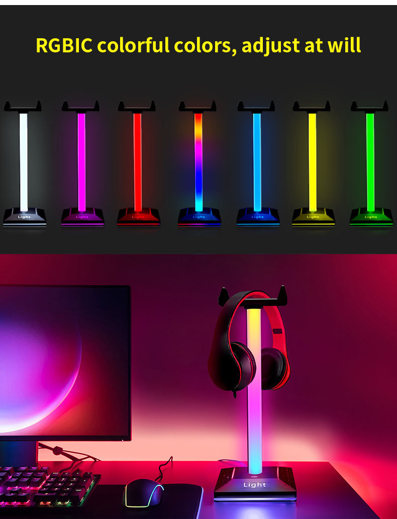Smart RGB Headphone Stand Touch Desk Light Headset Display Stand Gaming Desktop Ambient Light APP Control