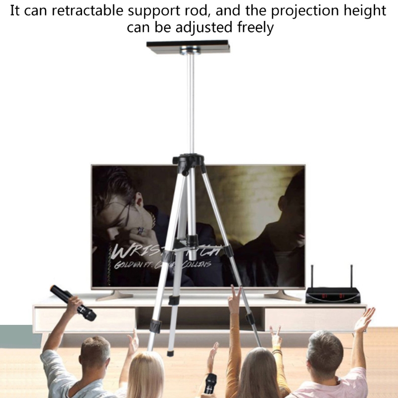 1.15M Portable Metal Projector Stand with Projection Tray Adjustable Multifunctional Stable Floor Tripod Bracket for Home Projector Camera