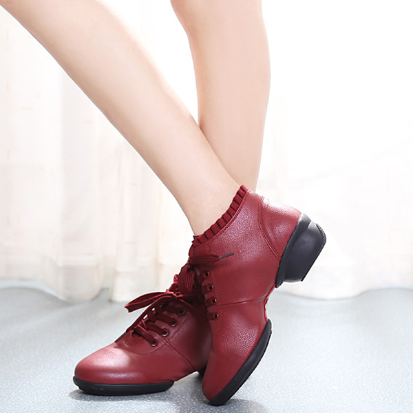 Lace Up Round Toe Soft Sole Dancing Wedge Shoes - US$39.67