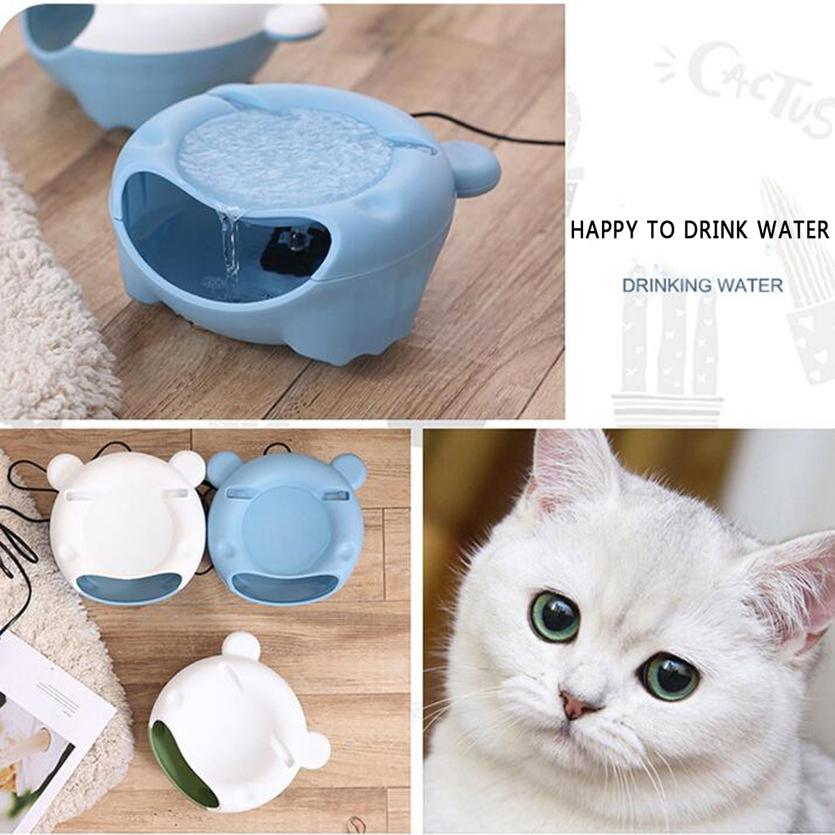 Automatic Small Pet Cat Dog Water Source Fountain Dispenser Drinking Cup Bowl