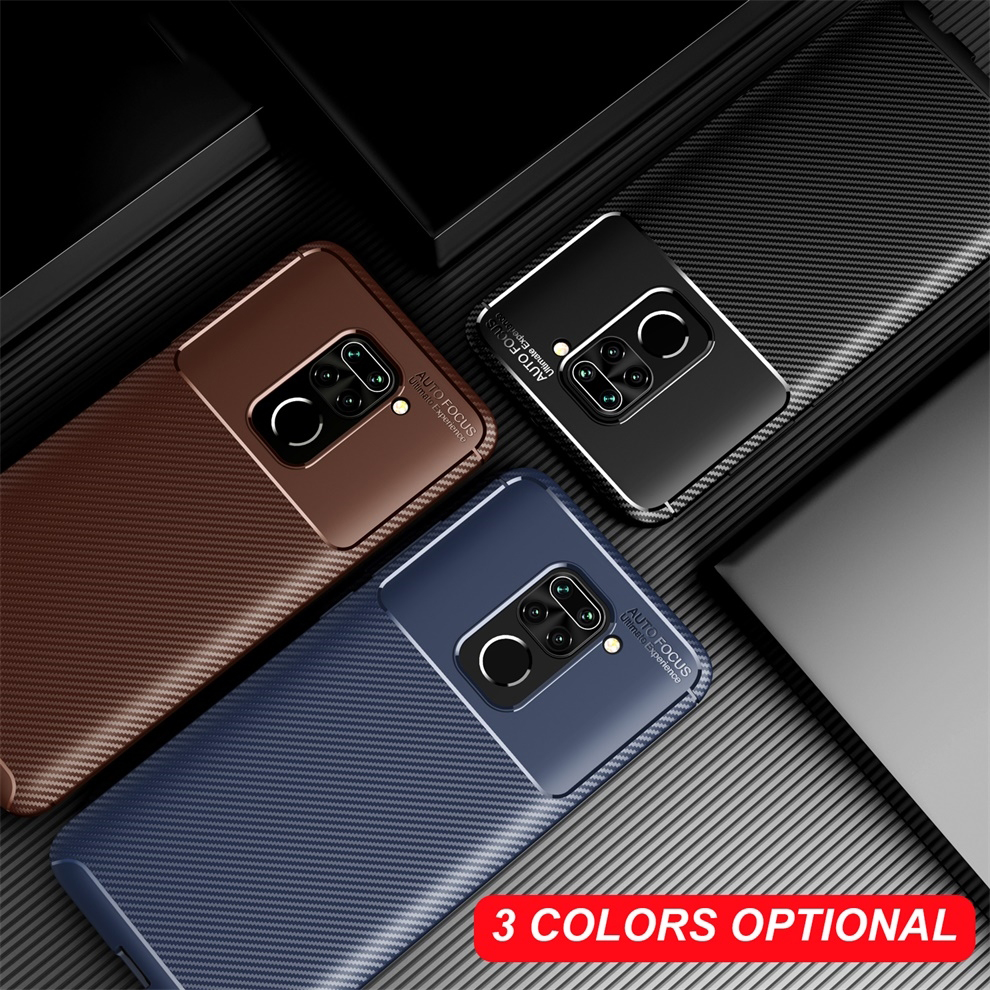 Bakeey for Xiaomi Redmi Note 9 / Redmi 10X 4G Case Luxury Carbon Fiber Pattern Shockproof Silicone Protective Case