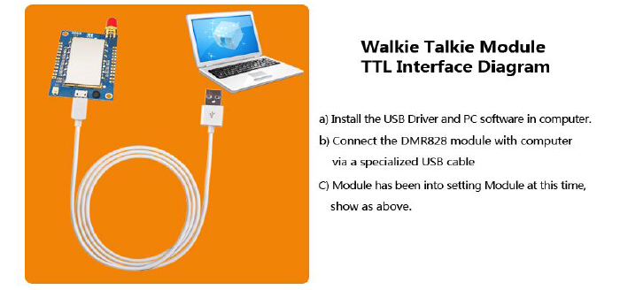 DMR828 2W High Power Wireless Digital Walkie Talkie Interphone Module 400-470 MHZ