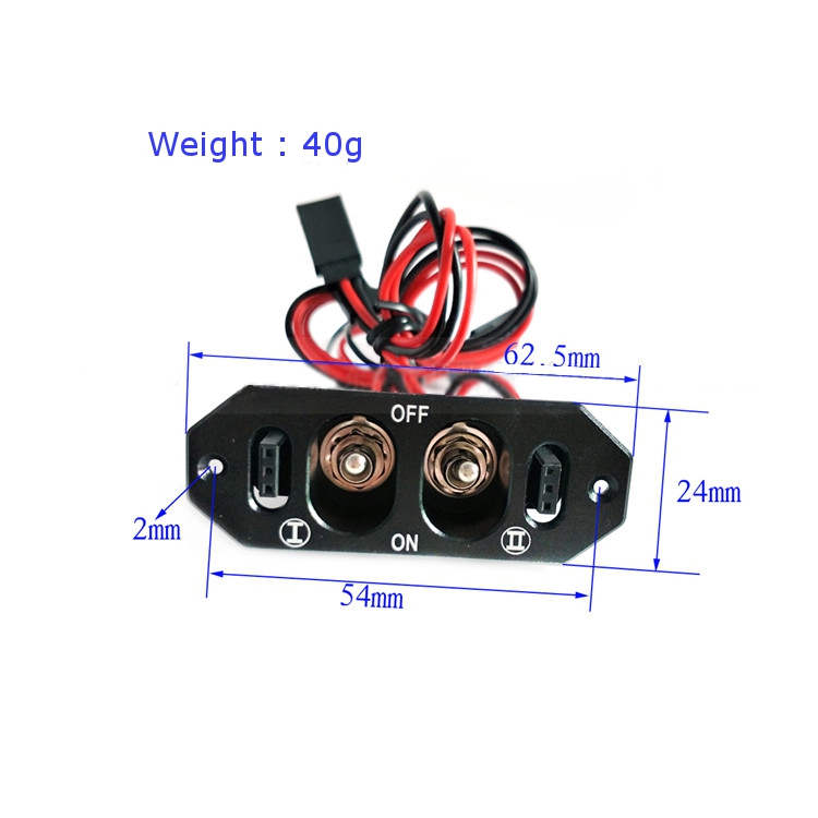 Universal Aluminum High Large Current Double Receiver Switch Toggle For RC Airplane Spare Part - Photo: 3
