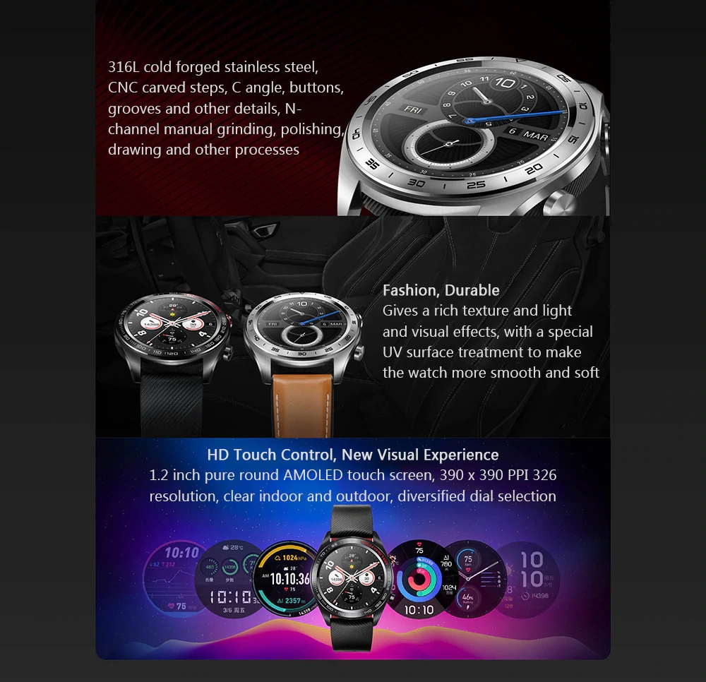 Huawei Honor Watch Magic Smart Watch 1.2' AMOLED GPS Multi-sport Long Battery Life Smart Watch 24