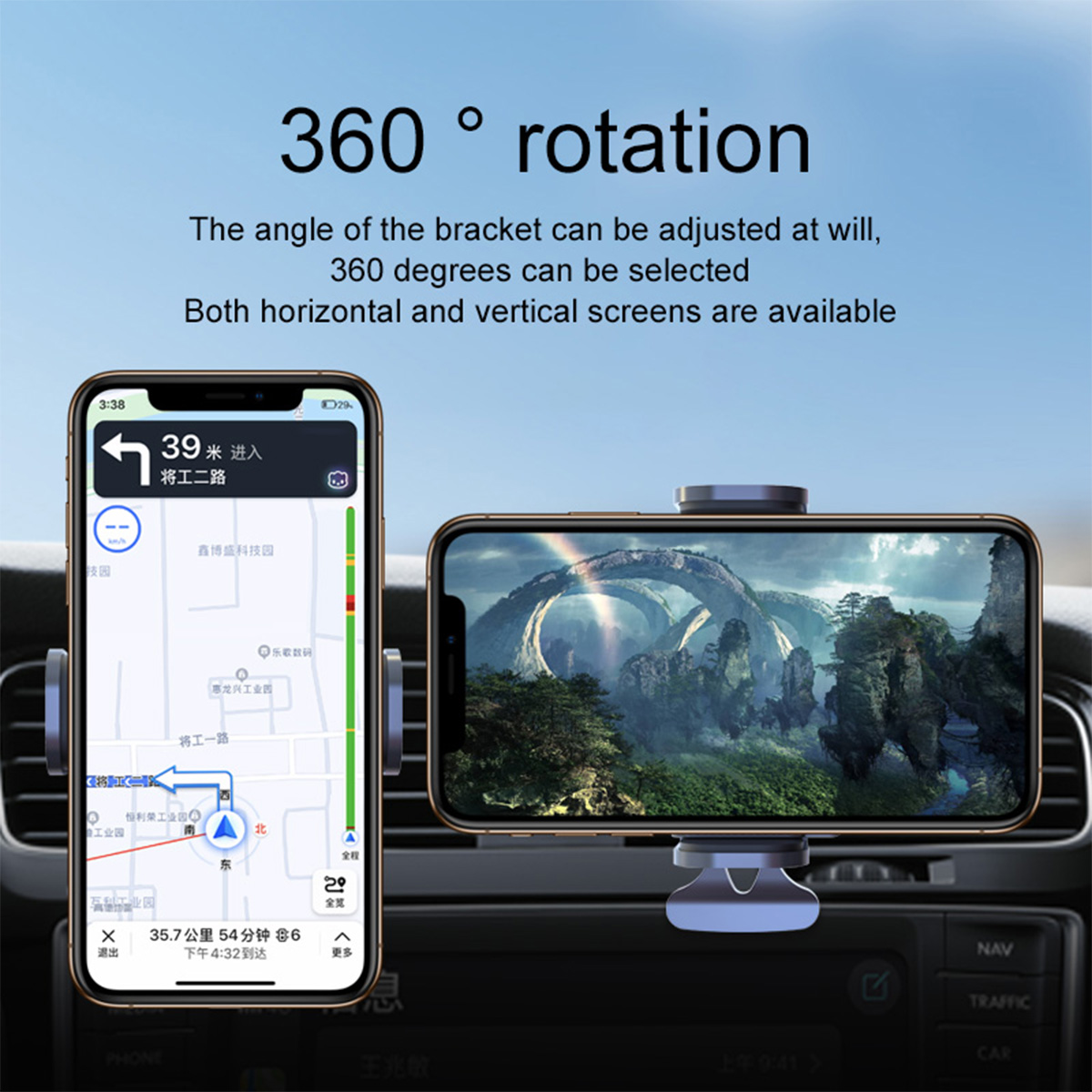 Bakeey H30 Car Solar Powered Auto-Induction Vehicle Bracket Mobile Phone Holder Stand for POCO X3 F3 4.5-6.9 inch Devices