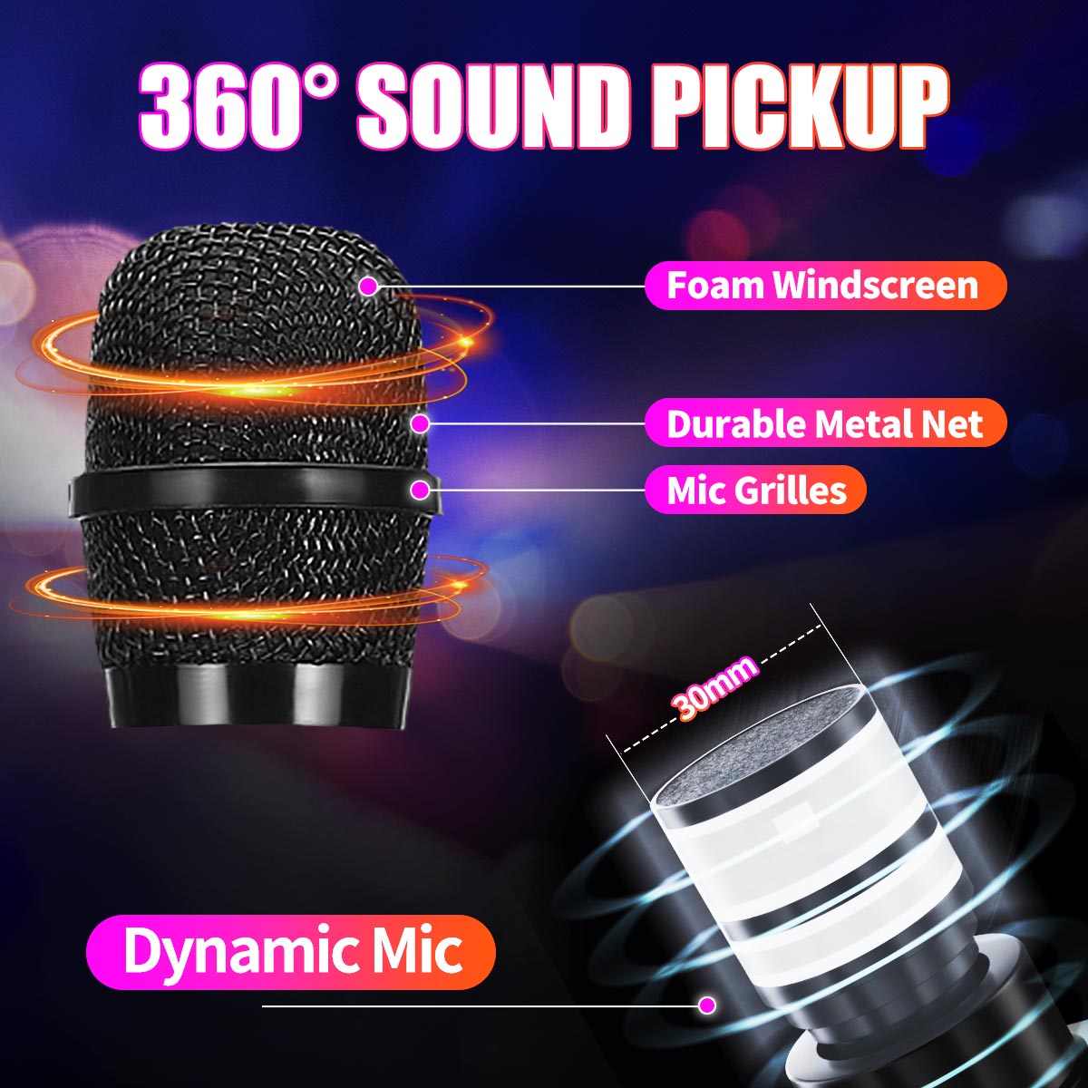Bakeey M10 Wireless bluetooth Microphone 13W*2 HIFI Stereo Speaker TF Card AUX-In Luminous 2600mAh Karaoke Mic Recorder KTV Singing Player