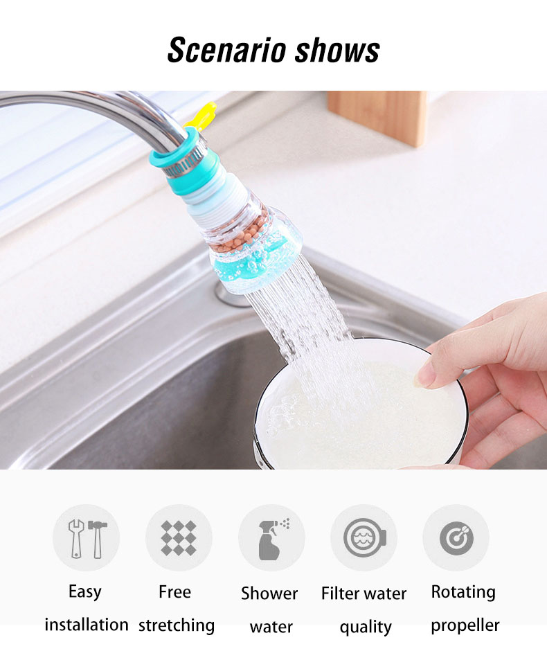Universal Kitchen 360° Rotating Faucet Water Tap Heads Household Water Purifier Filter Sprayer Activated Carbon Filtration