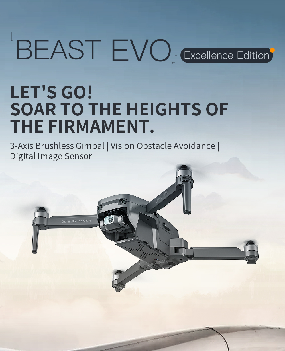 ZLL SG906 MAX3 BEAST EVO GPS 4KM Repeater Digital FPV with 4K EIS Camera 3-Axis Brushless Gimbal Vision Obstacle Avoidance RC Drone Quadcopter RTF