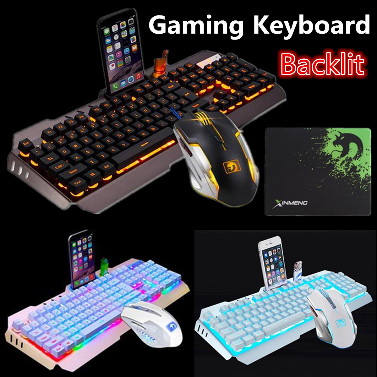 104Keys USB Wired Backlight Mechanical Handfeel Gaming Keyboard Mouse and ouse Pad Combo Set 8