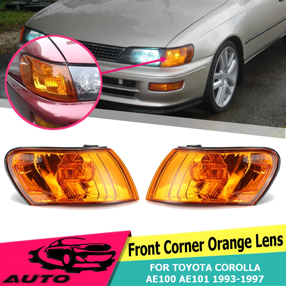 Parking Corner Light Cover Orange Lens Pair for Toyota Corolla AE100 AE101 E100 1993-1997