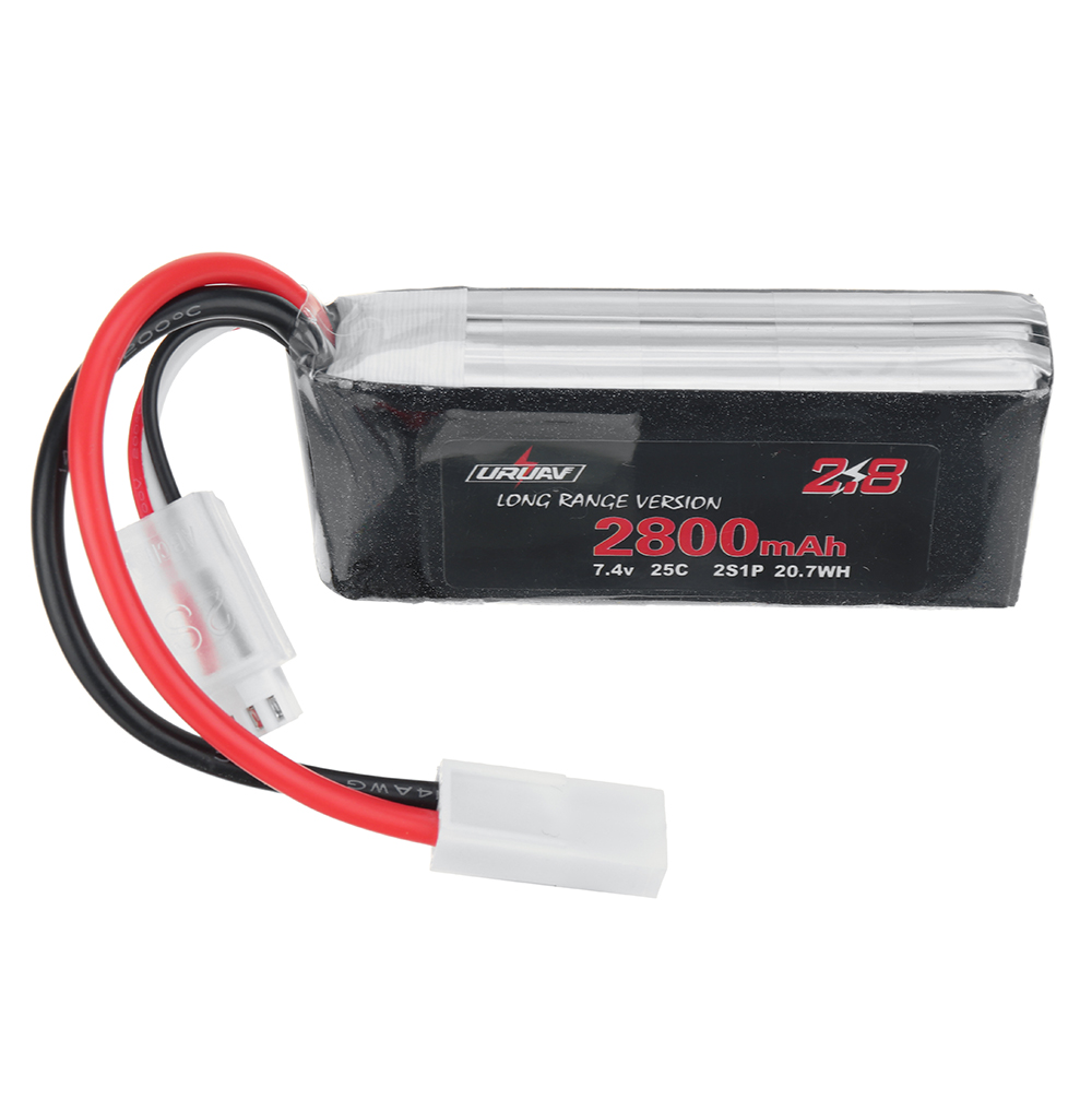 URUAV 7.4V 2800mAh 25C 2S LiPo Battery Small Tamiya Plug for RC Car