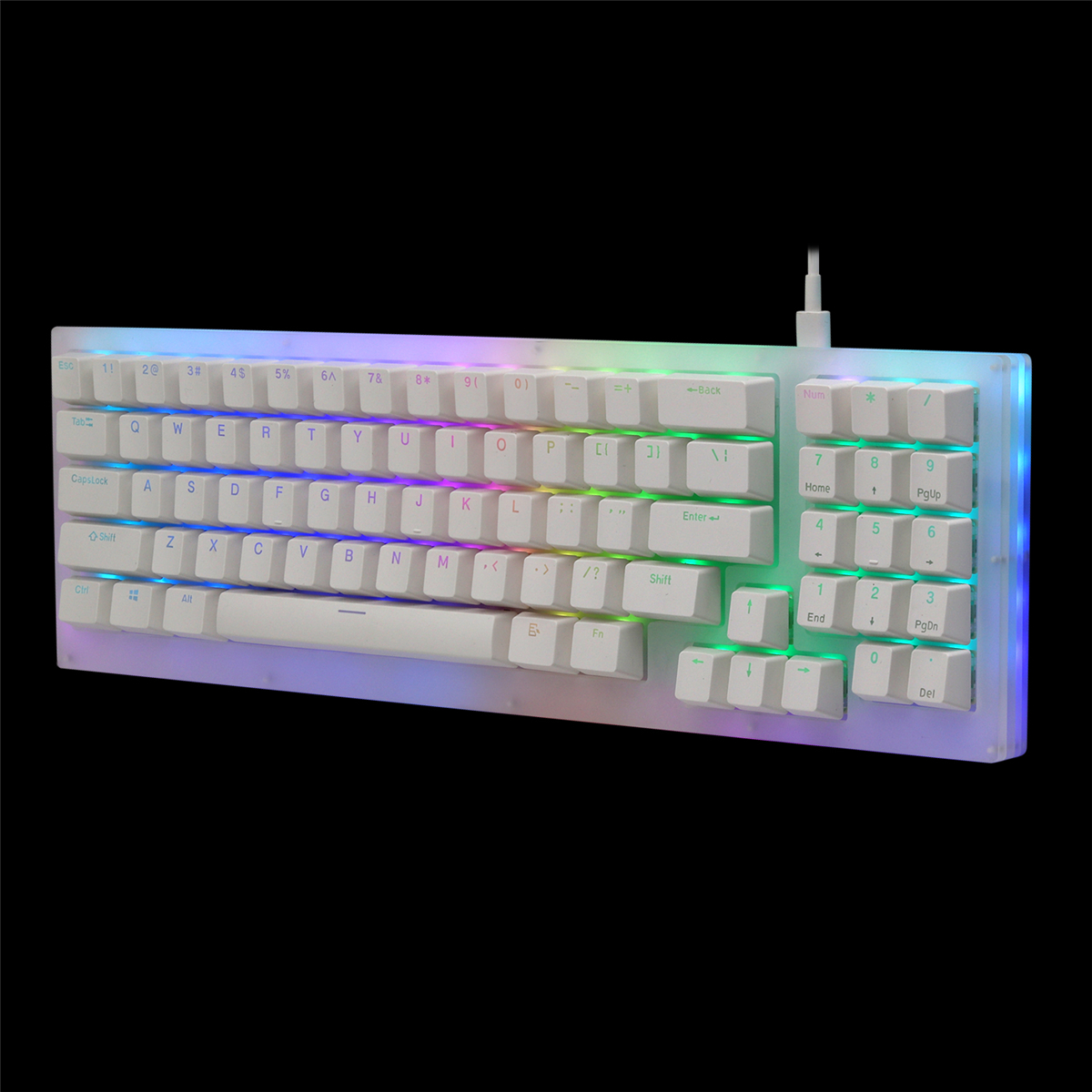 GamaKay K77 Mechanical Keyboard 77 Keys Hot Swappable Type-C Wired USB 3.1 NKRO Translucent Glass Base Gateron Switch RGB Gaming Keyboard with Numberpad