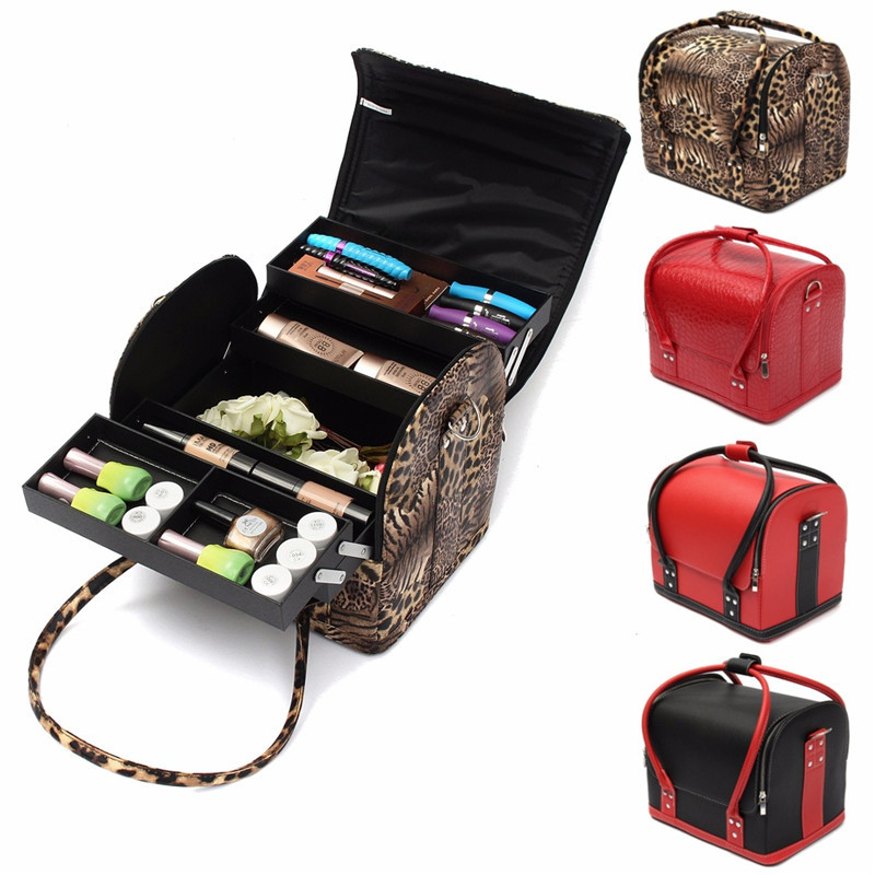 Professional Large Beauty Cosmetic Organizer Box Make Up Storage Hair Salon Travel Case Bag