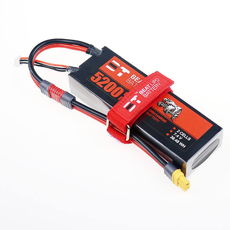 BT BEAT 7.4V 5200mAh 35C 2S Lipo Battery T Plug with XT60 Plug Adapter Cable Hard Case for RC Car