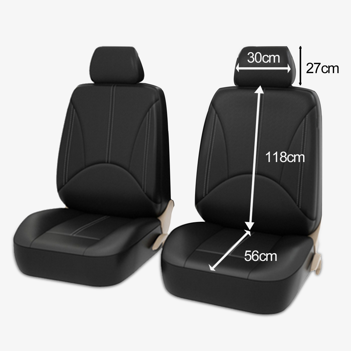 4PCS Front Seat Universal Car Seat Covers Faux Leather Breathable Cushion