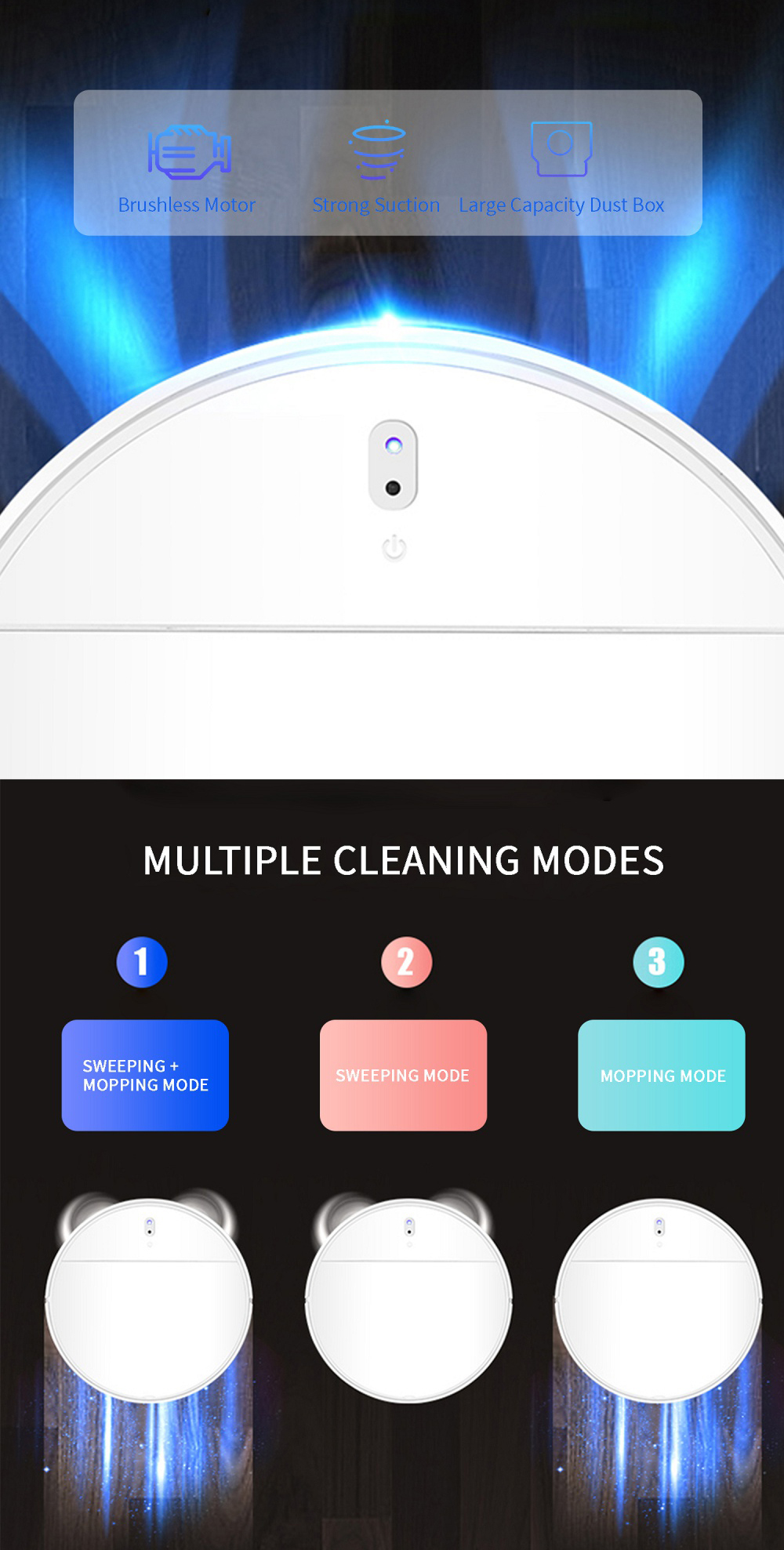 Laser Navigation Robot Vacuum Cleaner Smart Touch Control 3 Cleaning Modes Automatic Dry Wet Sweeping