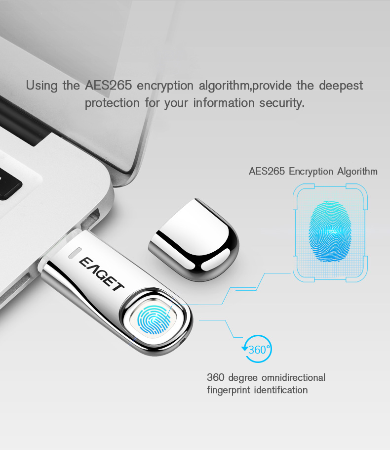 EAGET FU60 USB 3.0 Fingerprint Encryption Pen Drive 32G/64G USB Flash Drive USB Disk 90