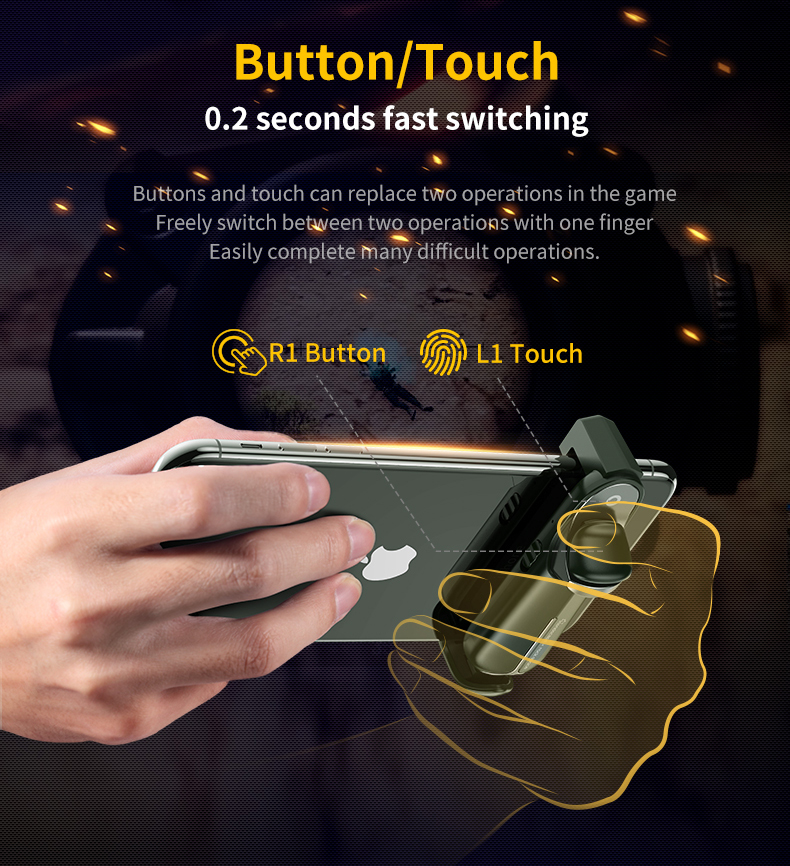Pisen MUJA Mini Smart Touch Button Mobile Game Trigger Gaming Fire Button Trigger Game Controller Support PUBG Mobile Intelligent Auxiliary Aiming