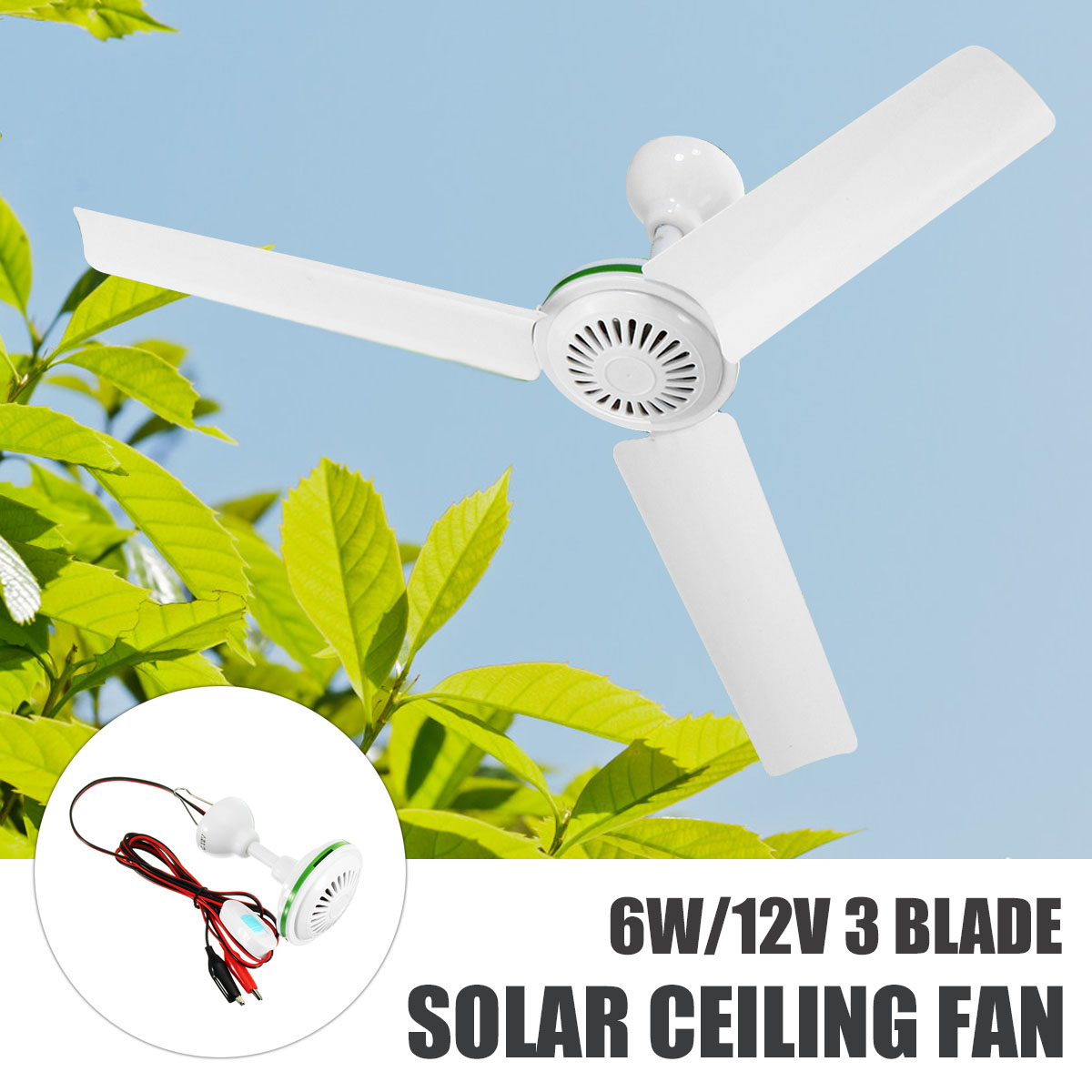 12V  Soalr ceiling Fan 3 Blade Ceiling Fan