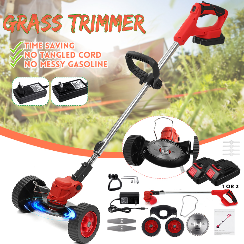 24V Cordless Electric Grass Trimmer Lawn Mower Garden Cutting Tool W/ 1/2pcs Battery
