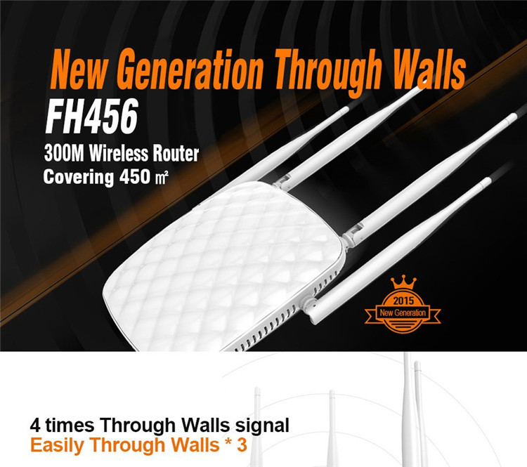 Original Tenda FH456 English Firmware 300Mbps 4 Antennas Wireless Router  
