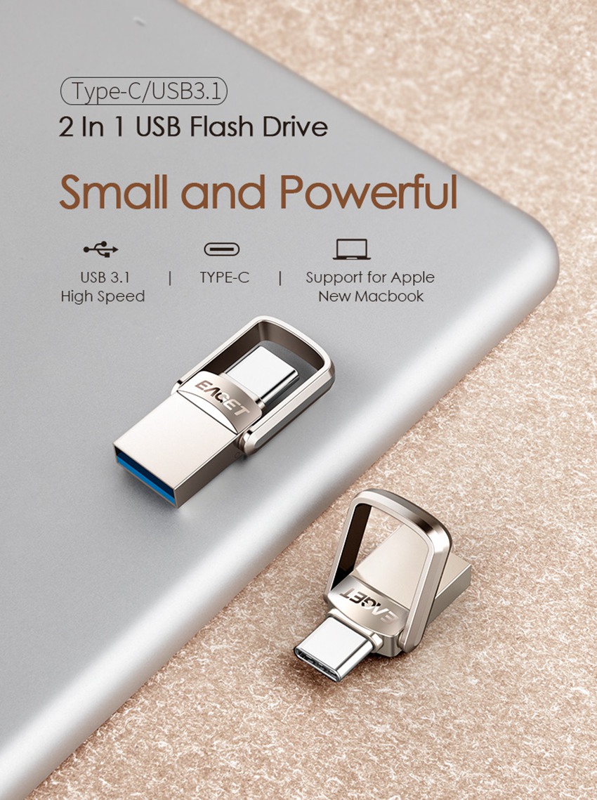 EAGET CU20 USB3.0 Type-C Pendrive USB OTG Type C 16GB 32GB 64GB Metal USB Flash Drive Dual Plug 14