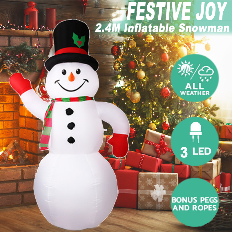

2.4M Christmas Inflatable Snowman Xmas Decoration Toys Outdoor Garden Lights