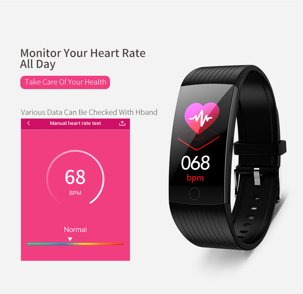 Newwear Q18 1.14 IPS Large Screen Heart Rate Blood Pressure Monitor Physiological Reminder Fitness Tracker IP68 Waterproof USB Charging Smart Watch