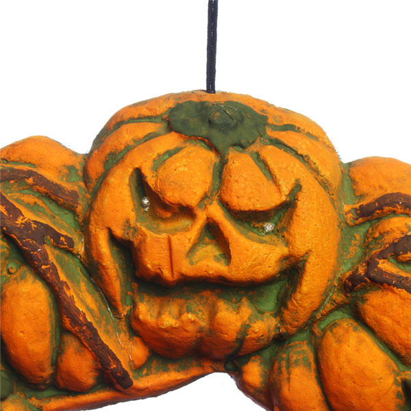 Halloween Spooky Wreath LED Lantern LED Pumpkin Light Door Hanger Home Decor 