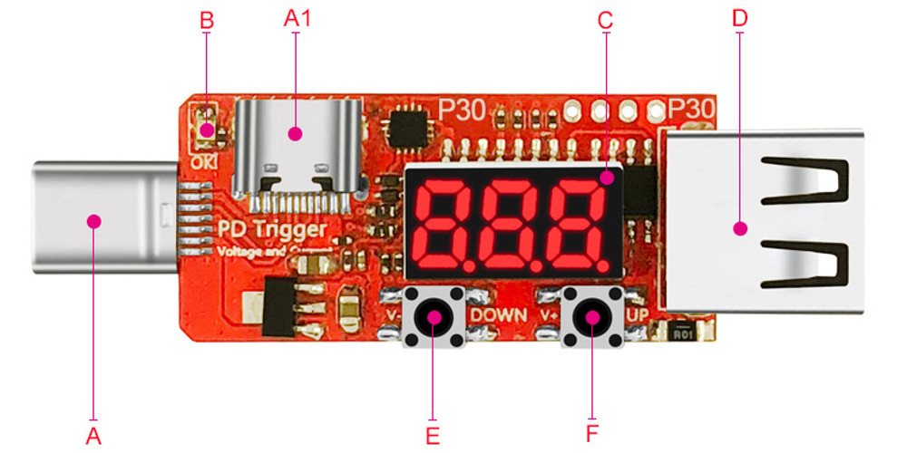 With Cable Type-C PD3.0 Digital Voltmeter Ammeter Tester Instrument Automatic Fast Charge Trigger Board