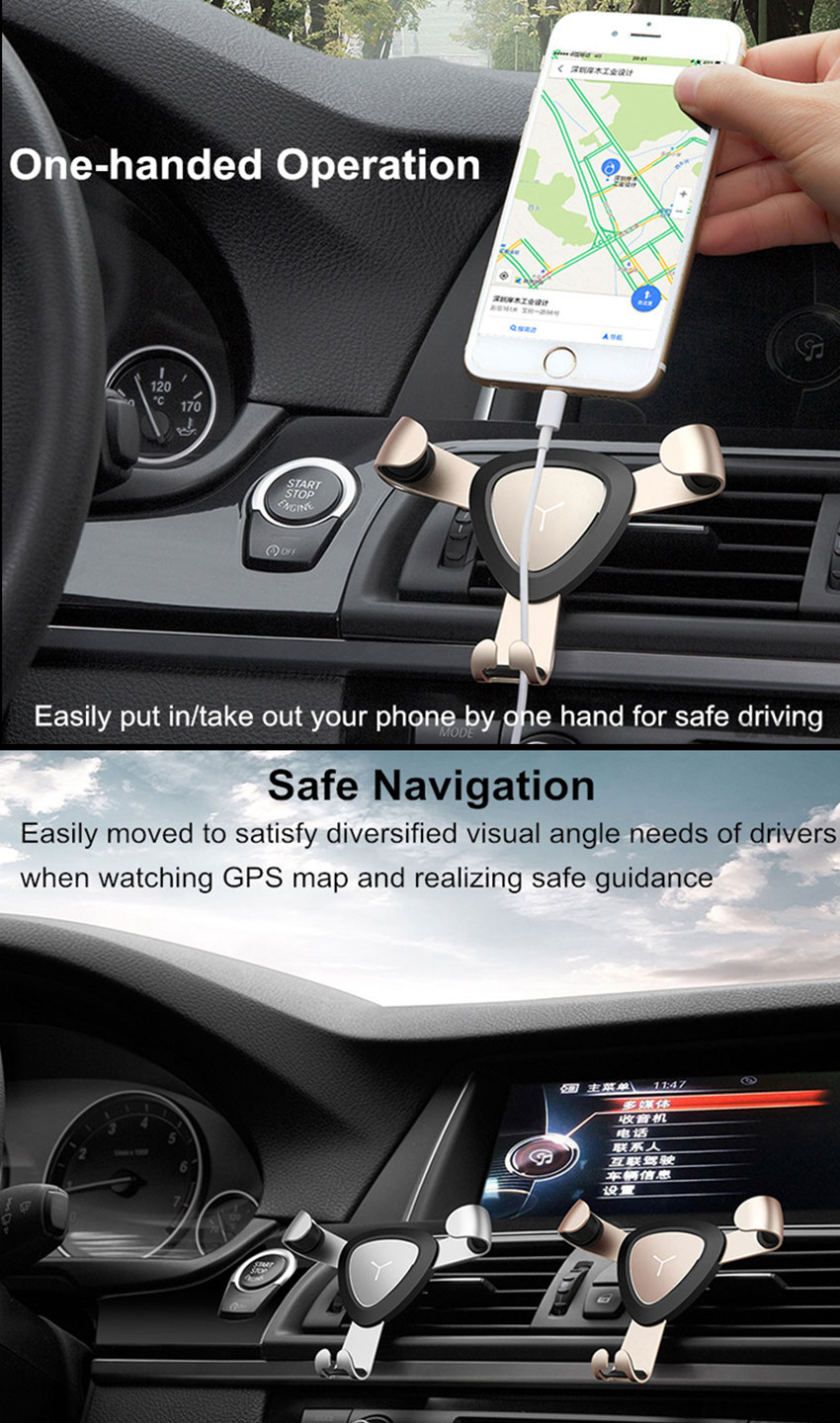 Bakeey™ Gravity Linkage Auto Lock Metal Car Air Vent Phone Holder Stand for Xiaomi Mobile Phone