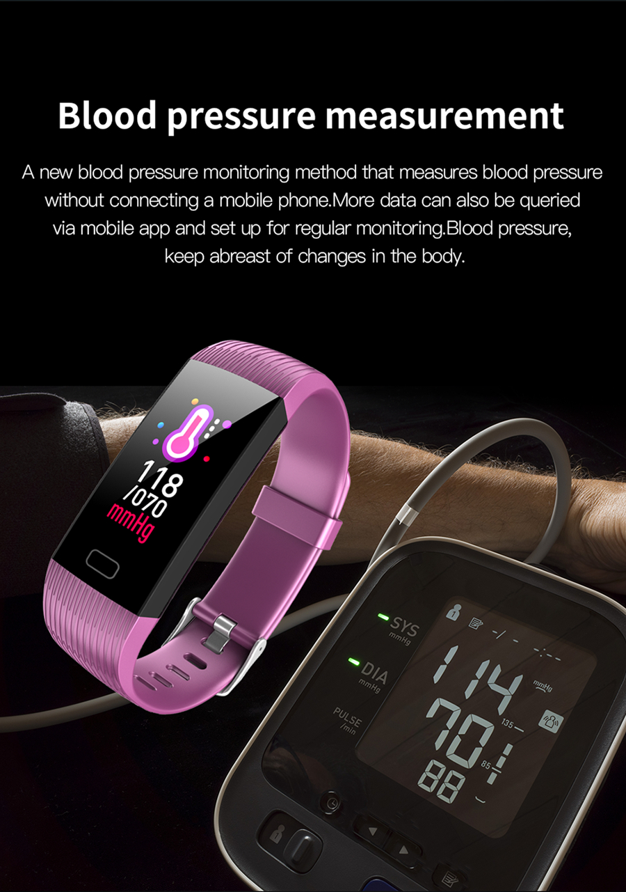Goral Z6 1.14' Big Screen Real-time Heart Rate Detection Social Message Display 15Days Battery Life Smart Watch Band