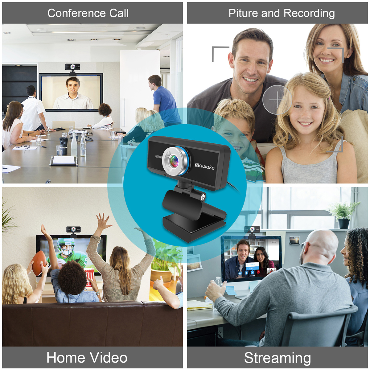 Sawake 720P HD Webcam Computer Camera with Built-in Mic 9